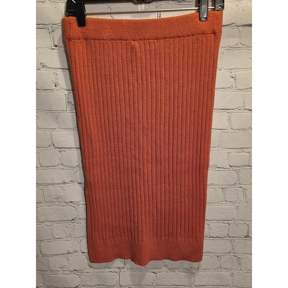 NWT Marc New York Andrew Marc Cable Knit Pencil Skirt Chili Burnt Orange Size S